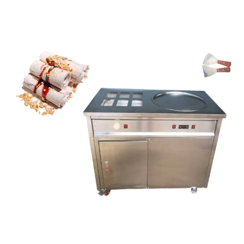 Single Round Pan Fried Ice Cream Machine Single Pan Fry Ice Cream Maker Ice Roll Making Fried Ice Machine Roll Fied Ice Machine