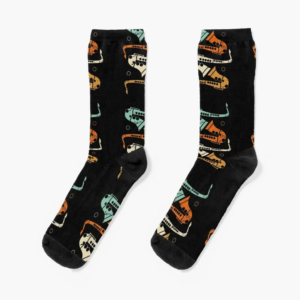 

Retro saxophone Socks golf snow floral Socks Man Women's