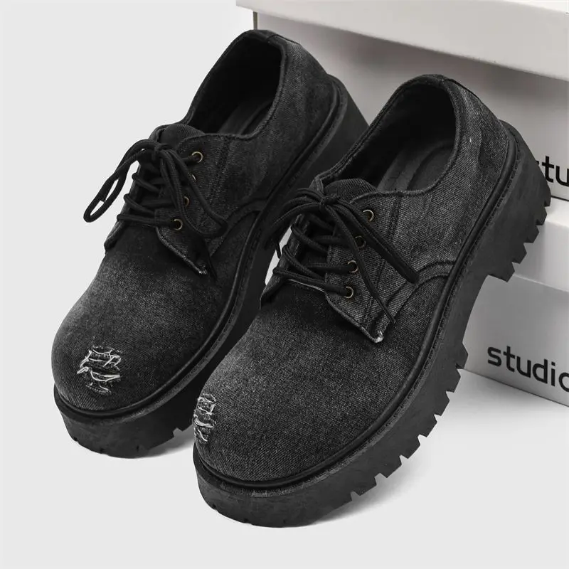 Mens 2026 Spring Fall Stylish Derby Shoes Chunky Sole Anti-Slip Durable Unique All-Match Work Fashion Shoes