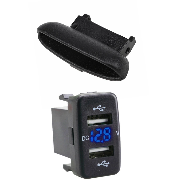 Adaptateur d'affichage de tension de charge, prise de chargeur de voiture double Port Usb adapté à Toyota bleu avec verrouillage automatique de l'accoudoir au Center