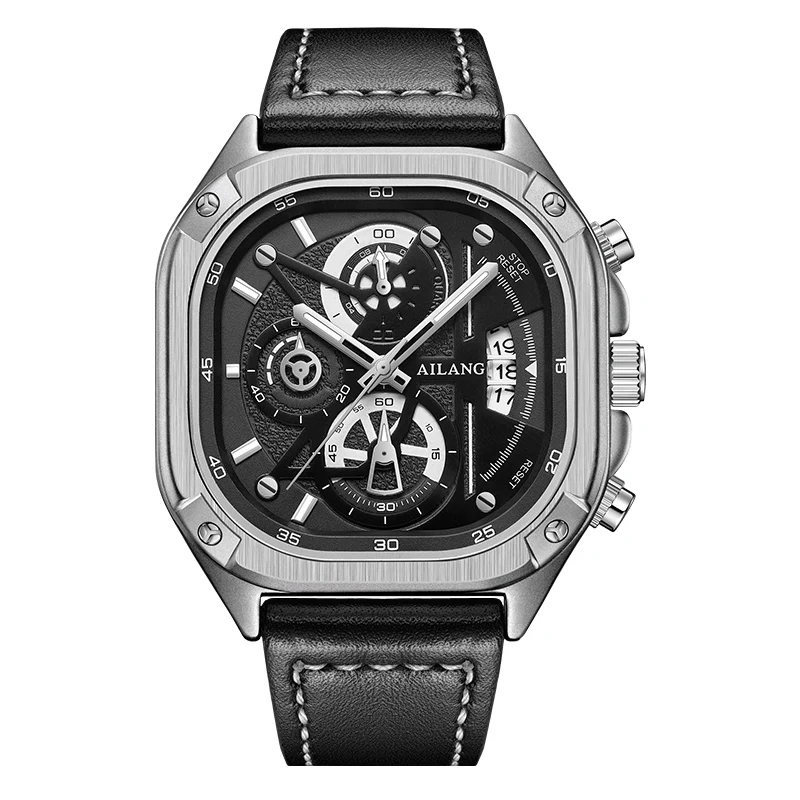 

Hot selling waterproof luminous calendar stainless steel men's square watch student trend business quartz watch