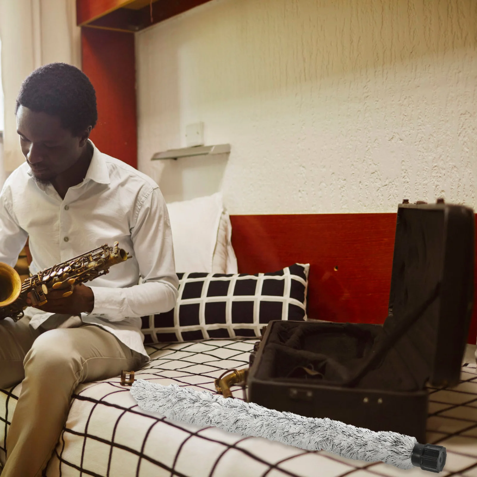 

Saxophone Alto Long Flexible Tool Dust Oil Stain Resistant Durable Portable Music Instrument Care Kit Sax Cleaning Brush Alto