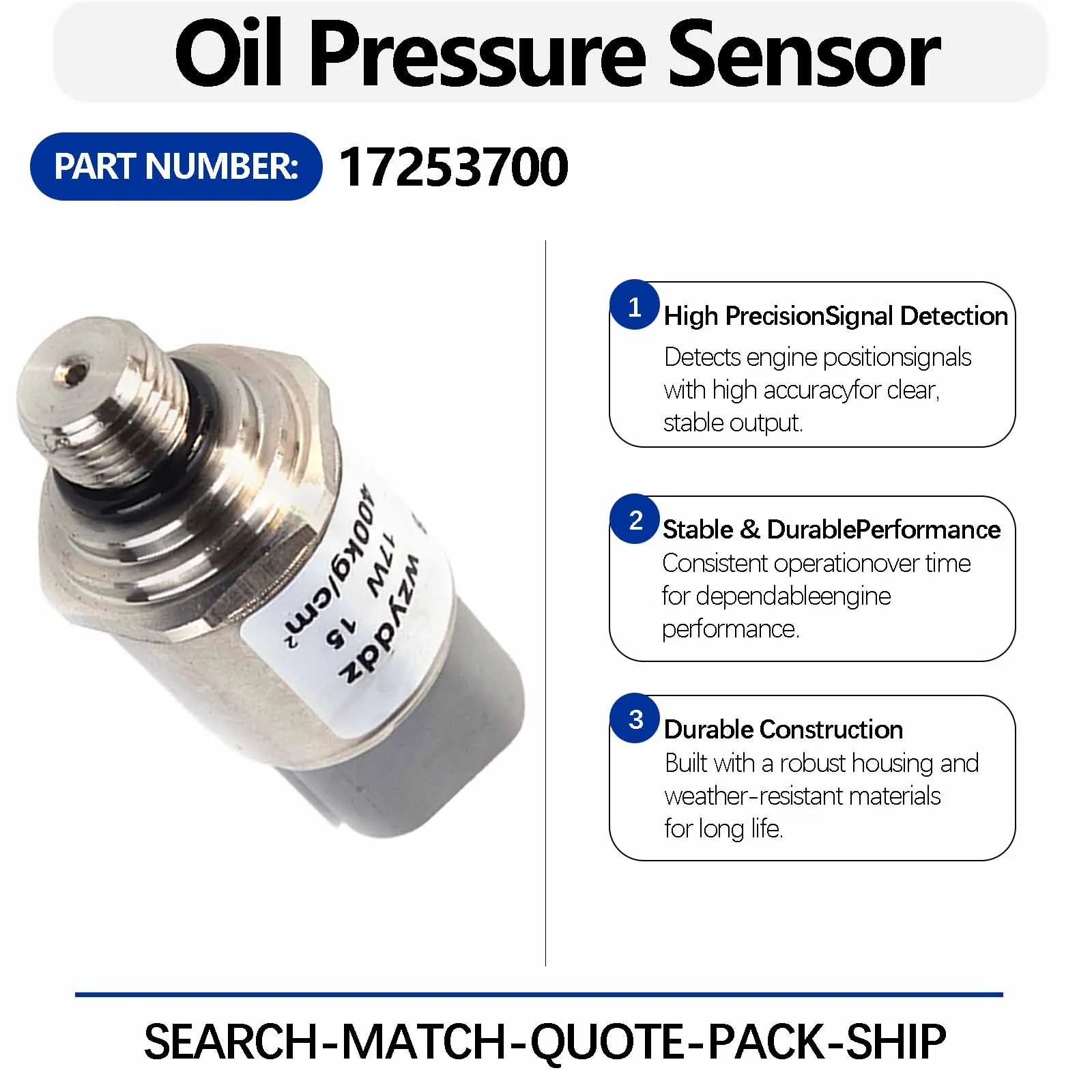 17253700 Oil Pressure Sensor For Volvo EC Crawler Excavators