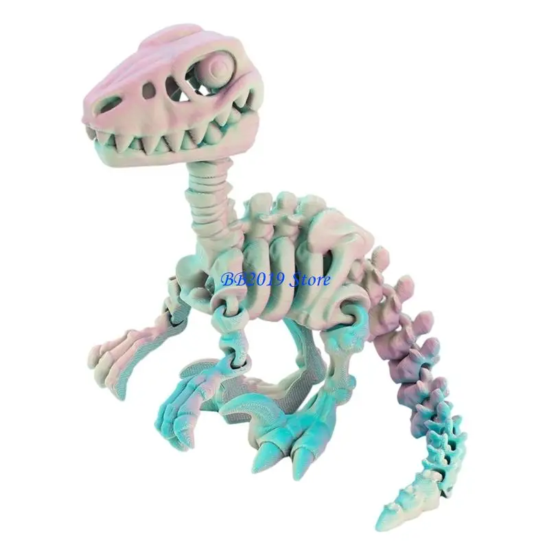 

Q0KB Bright Color 3D Print Dinosaur Skeletons Model Figure With Flexible Joints Great For Collector And Unique Gifting Use