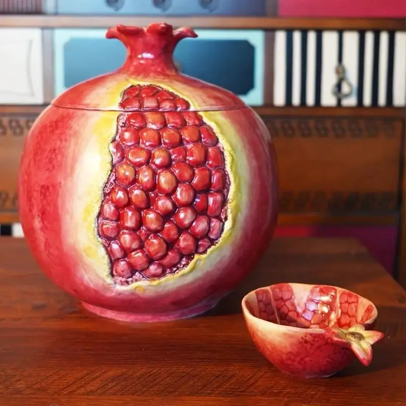 Ceramic pomegranate storage tank home decoration ornament collection