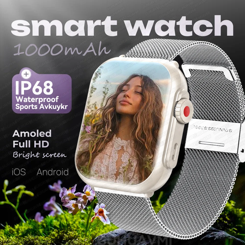 2025 New Watch Ultra 2 SE Men Women 1000mAh AMOLED Heart Rate 100+Sport BT Call GPS Track Waterproof Smartwatch For IOS Android