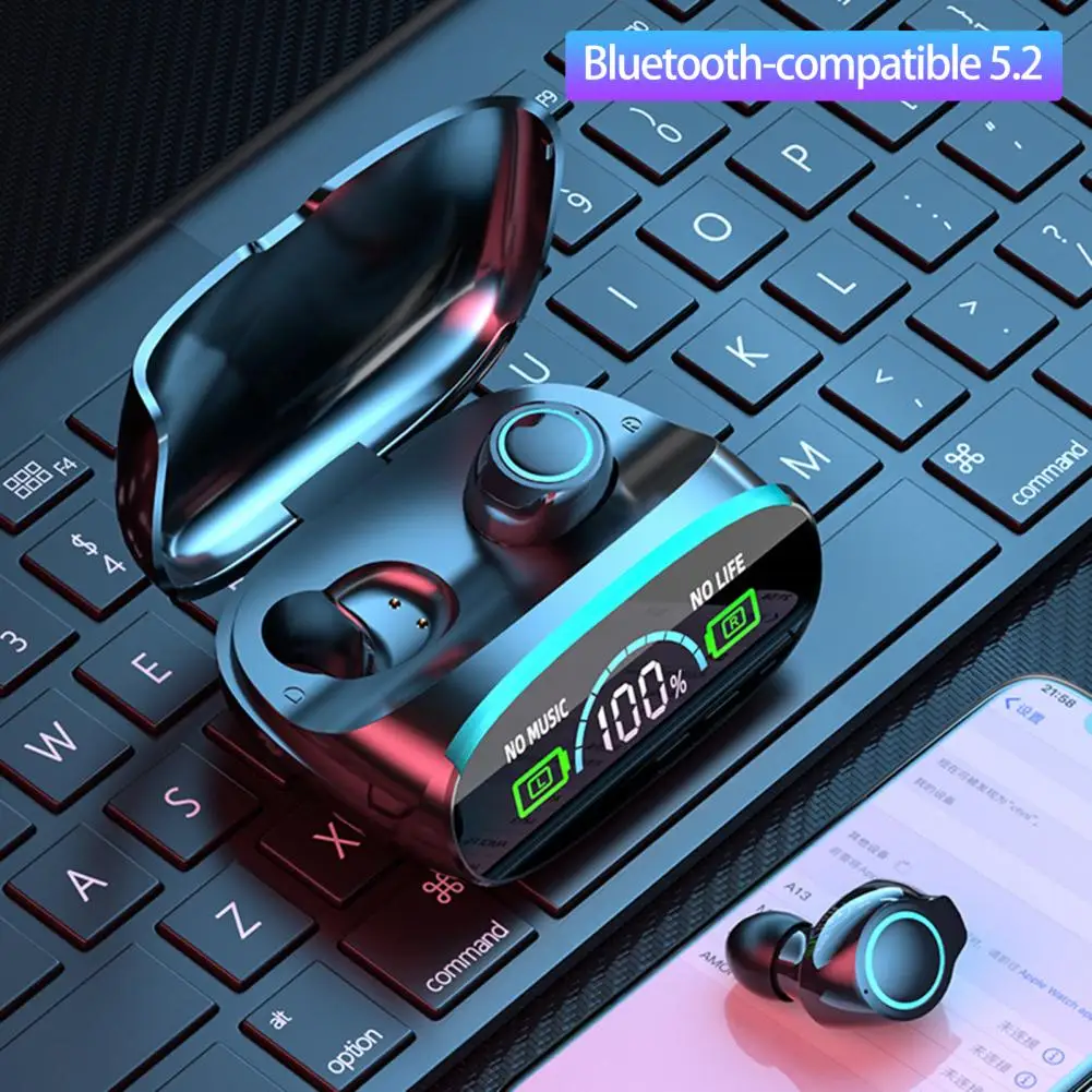 

Wireless Earbud 1 Set Handsfree LED Power Digital Display IPX7 Waterproof Lower Power Consumption Wireless Earphone for Home