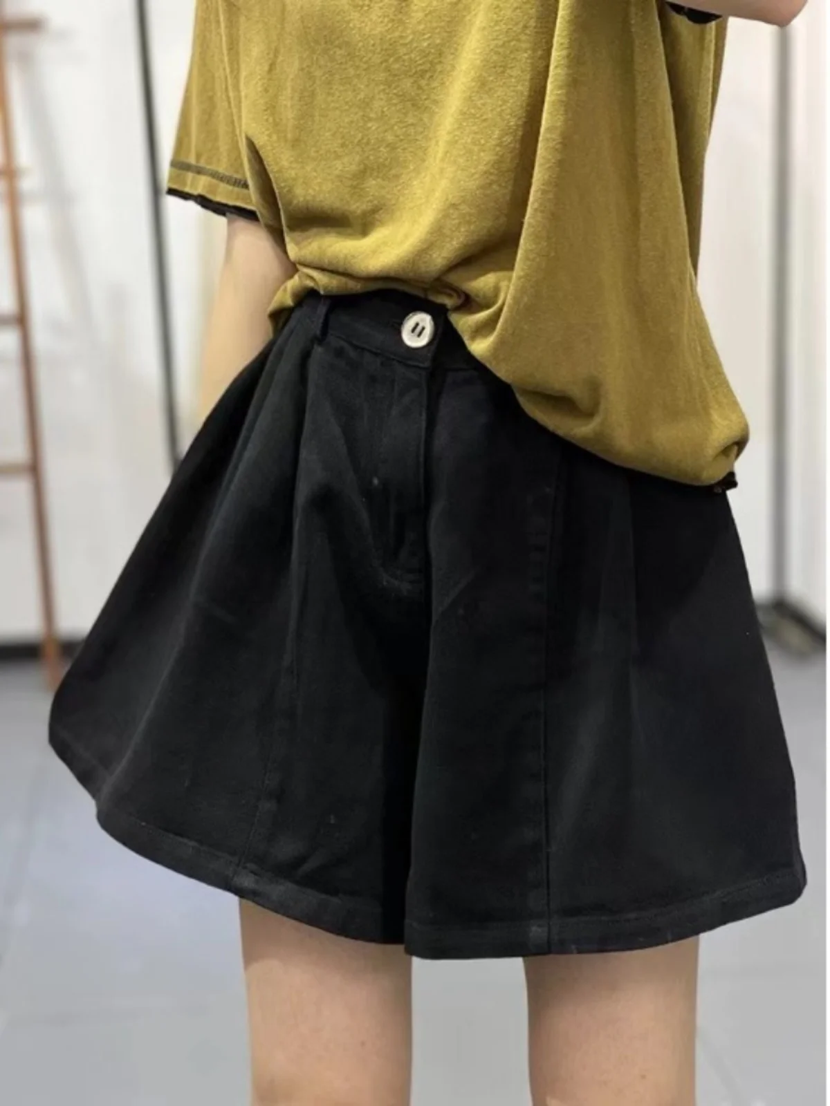 القطن الكتان ort السراويل النسائية الصيف تخفيف عالية الخصر فضفاضة عادية خمسة أرباع السراويل واسعة الساق رقيقة الكتان ألف خط الساخن o... #4