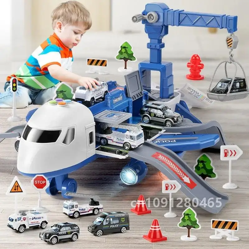 Children's toy aircraft fall-resistant alloy car boy 3 years old 2 years old baby brain puzzle multi-function toy car