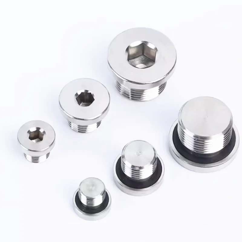 

2 Pcs PT3/4 PT1 NPT 1 NPT 3/4 Bolts 304 Stainless Steel Hex Socket ED Ring Sealed Plug with Flange Oil Plug BSP Thread Plug Nut