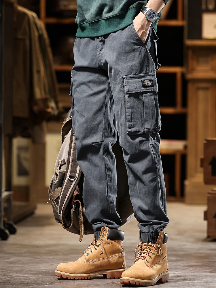 

Ameika Workwear Loose Fit Casual Trousers for Men Autumn Winter Faion Brand Cuffed American Sle Multi ket Leisure Pant...