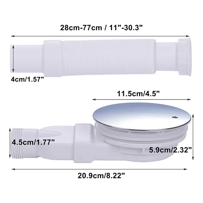 Bandeja de ducha chapada en cromo, sifón Delgado, drenaje de ducha, 90Mm, 36 L/Min, flujo de agua, drenaje lateral de trampa