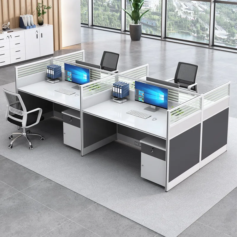 Staff office desk and chair combination simple modern office table 6 people partition staff screen card seat desk