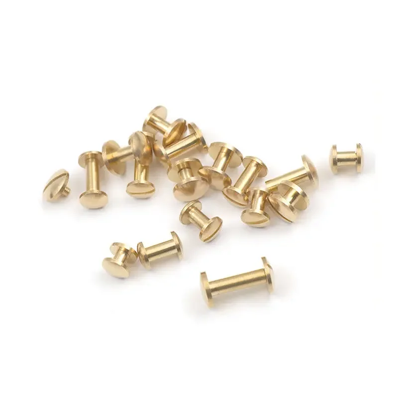 10pcs Solid Brass Binding Chicago Screws Nail Stud Rivets For Photo Album Leather Craft Studs Belt Wallet Fasteners 8mm Dome Cap