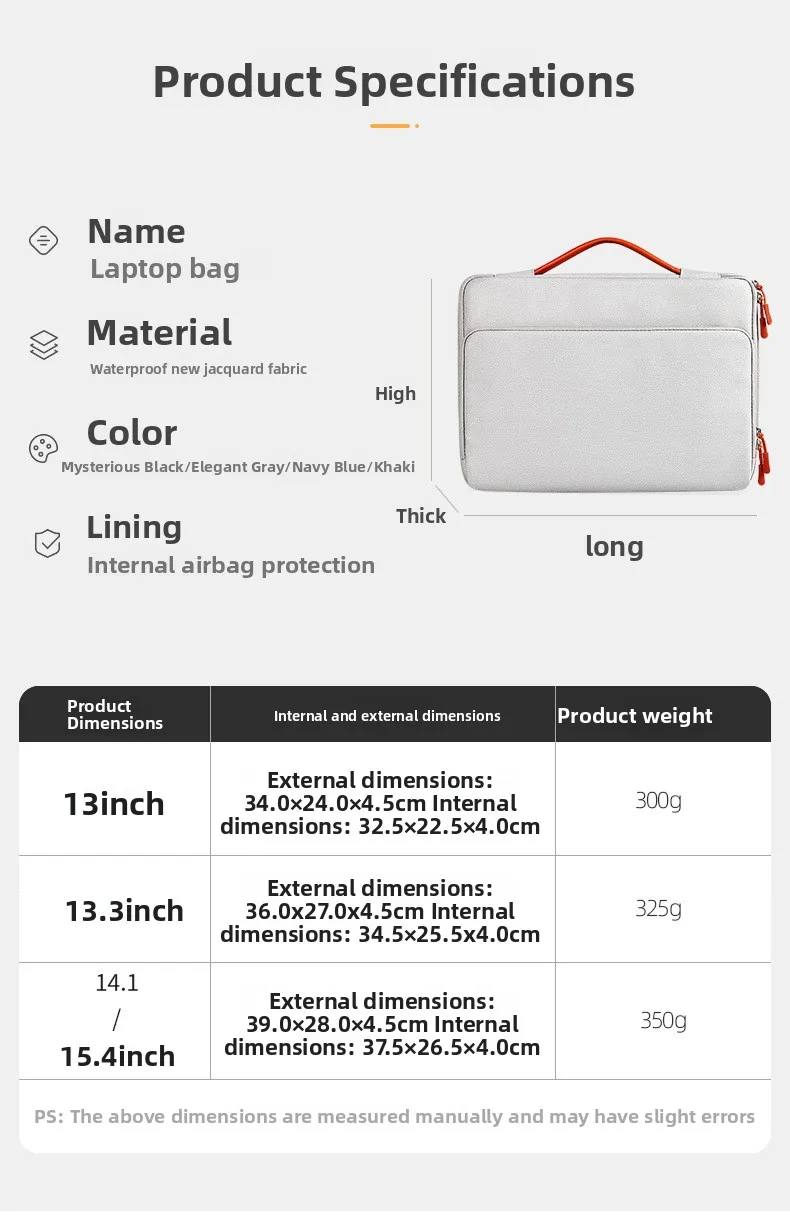 Laptop-Tragetasche 13,3-15,6 Zoll Wasserdichte Aktentasche Schulter-Handtasche für Notebook Tablet – Detail 3