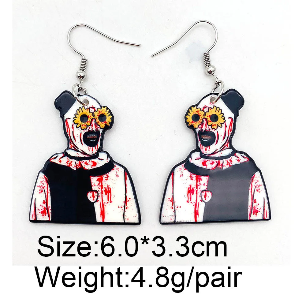 New Halloween Earrings Creative Coffin Clown Halloween Terror Eye Beads Acrylic Dangle Earrings for Women Jewelry