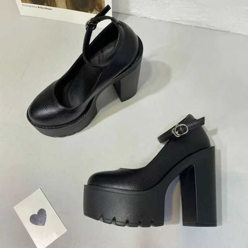 

Женские туфли-лодочки на толстом высоком каблуке и платформе, черные, для вечеринок и свадеб, женские босоножки на высоком каблуке и платформе