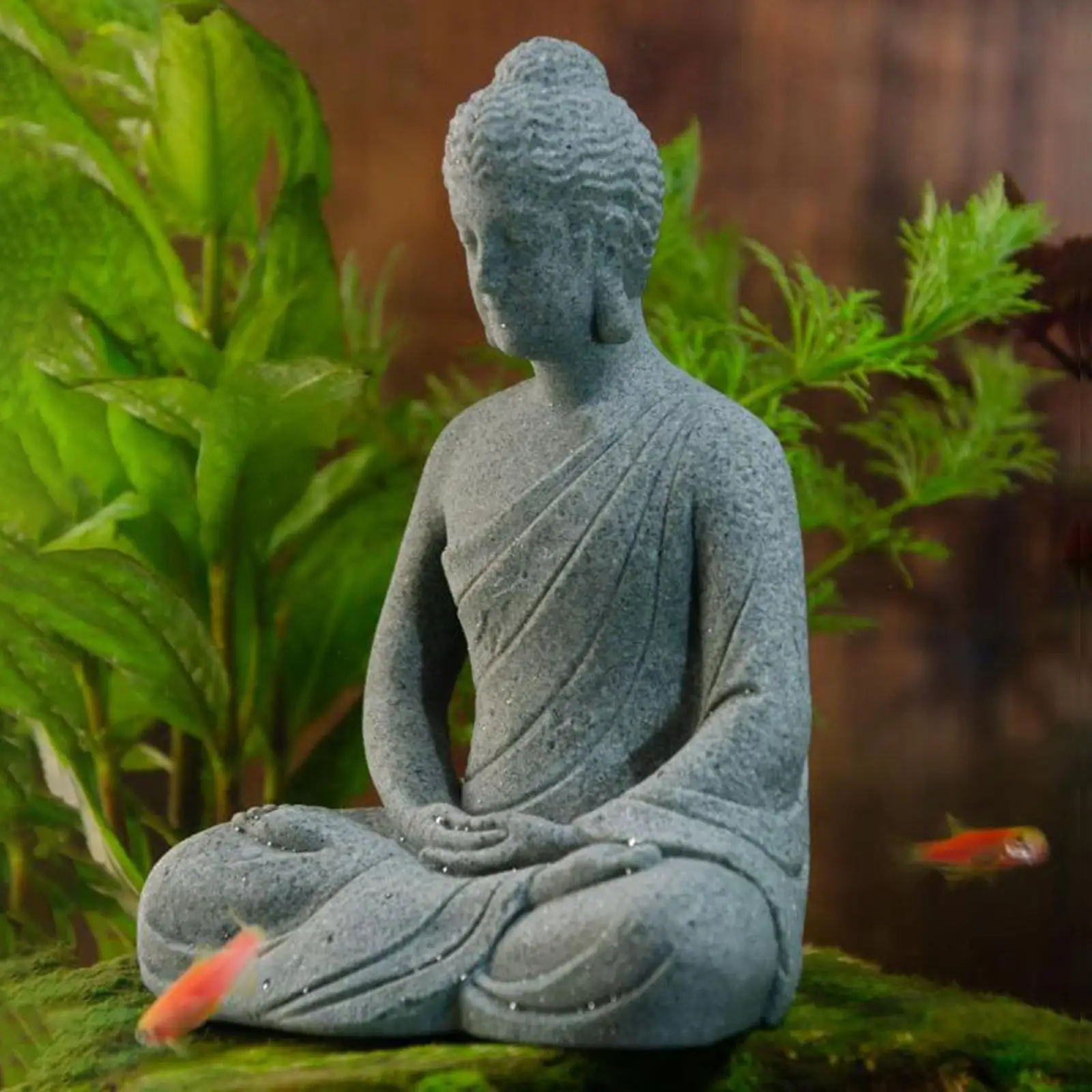 Resin Fish Tank Buddha Sitting Statue Ornament for Terrarium, Marine Aquariums ,Salt and Fresh Water Use