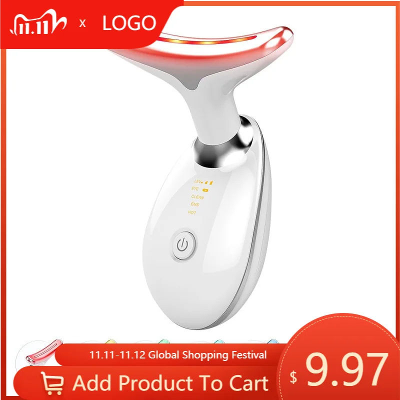 Neck Massager 7-color Light Vibration Beauty V-face Dolphin Neck Device