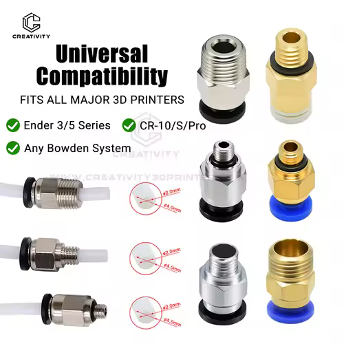 Creativity 3D PC4-M6 PC4-M5 PC4-01 PC6-01 Pneumatic Straight Connector Part Bore 4mm PTFE Tube Filament M6 Feed Fitting Coupler - Image 2