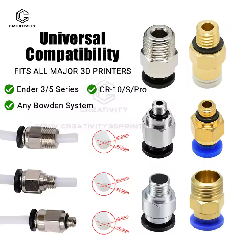 Creativity 3D PC4-M6 PC4-M5 PC4-01 PC6-01 Pneumatic Straight Connector Part Bore 4mm PTFE Tube Filament M6 Feed Fitting Coupler - Image 2