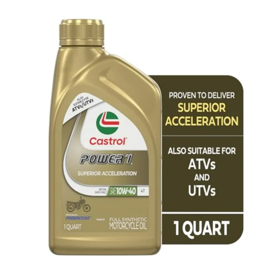Power1 4T 10W40 زيت دراجة نارية صناعي كامل 1 كوارت عبوة من 6 قطع