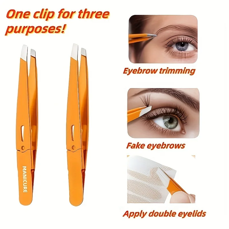 عالية الجودة الحاجب الملقط الملونة الشعر الجمال غرامة الشعر مجتذب الفولاذ المقاوم للصدأ مائل العين الحاجب كليب إزالة أدوات ماكياج #1