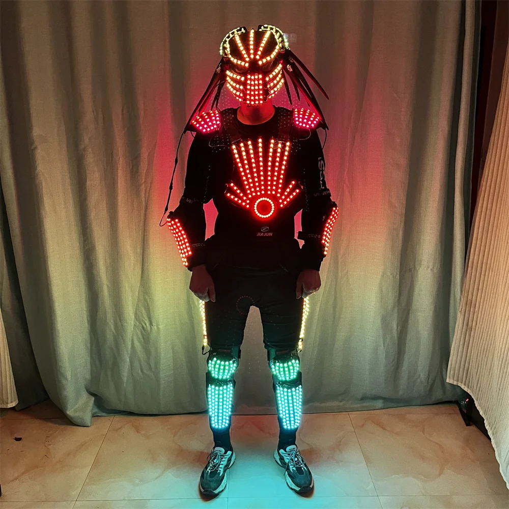 Cool New Design RGB Led Robot Dance Costumes Clothing Stage DJ Performance Stilts Laserman Jacket Dresses Lighting Ball Props