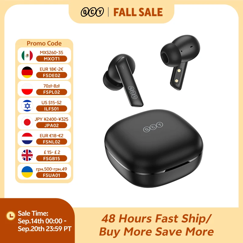 QCY HT05 ANC bezprzewodowe słuchawki 40dB redukcja szumów Bluetooth 5.2 słuchawki 6 Mic ENC HD Call słuchawki TWS tryb p...