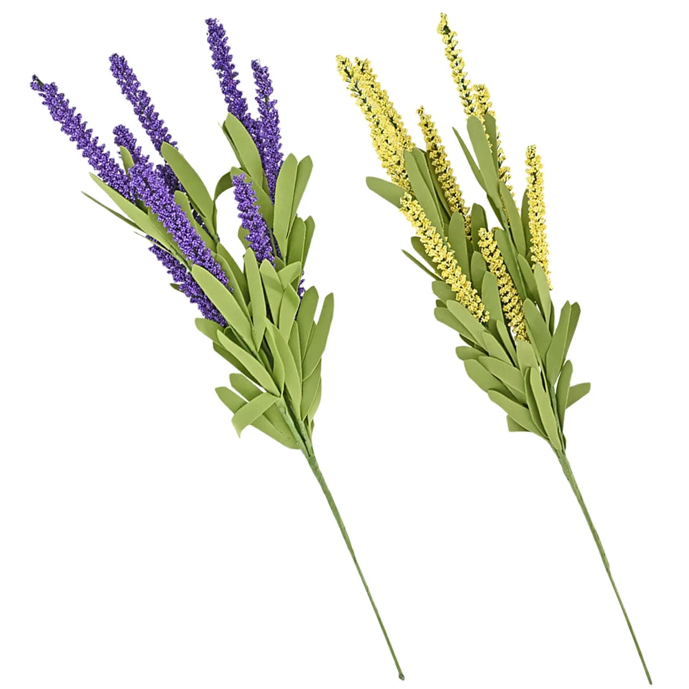 

2Pcs Artificial Lavender Flower Decor Faux Flowers Bright Color Realistic Visual Home Decor Fake Flowers