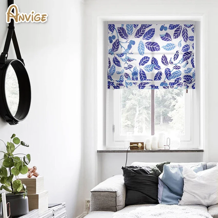 

Anvige Included Curtain Roman Blinds Printed Leaf Blackout Curtains For Living Room Free Shipping