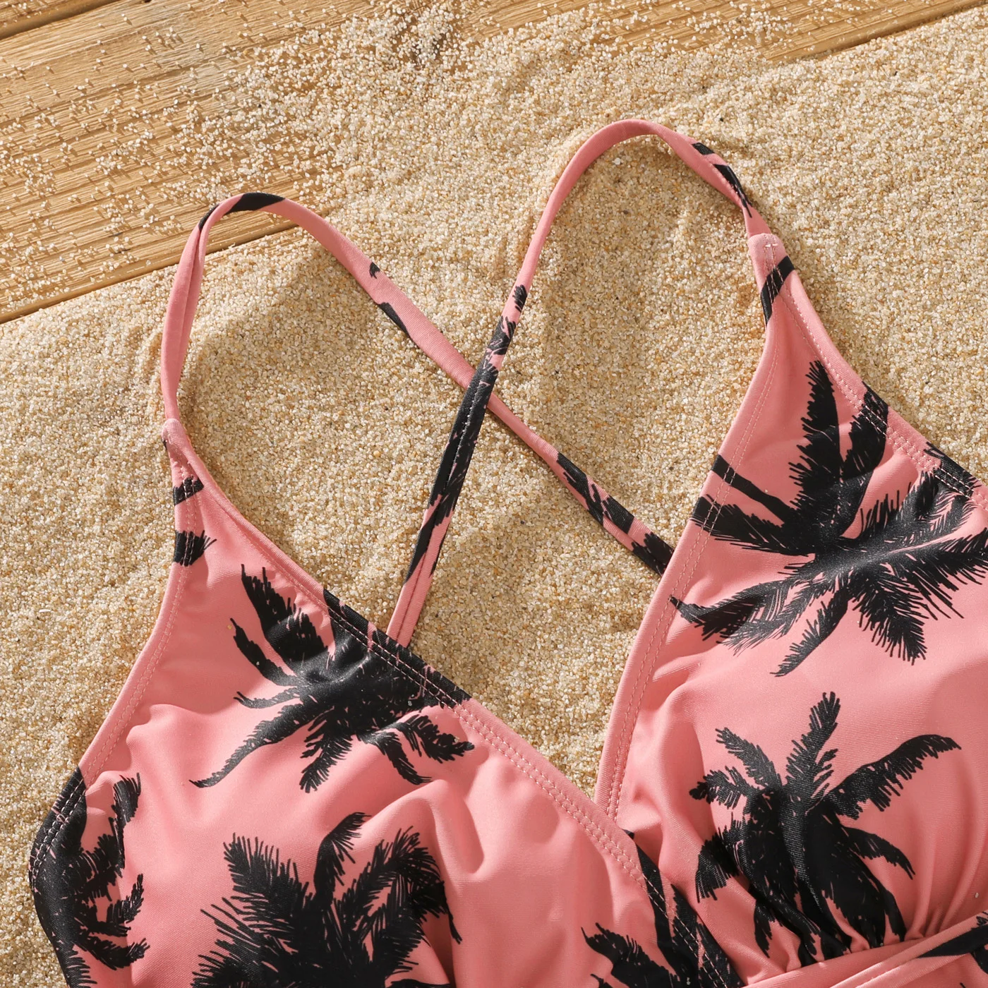 PatPat Full-body kokospalmprint roze spaghettibandjes eendelig dameszwempak