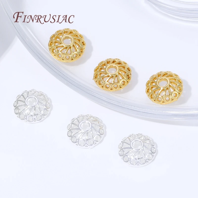 10/20 Stück 18K vergoldete Messing-Perlenkappen, Blumen-Perlenkappen für Schmuckherstellung, DIY-Halsketten- und Armband-Zubehör – Detail 21