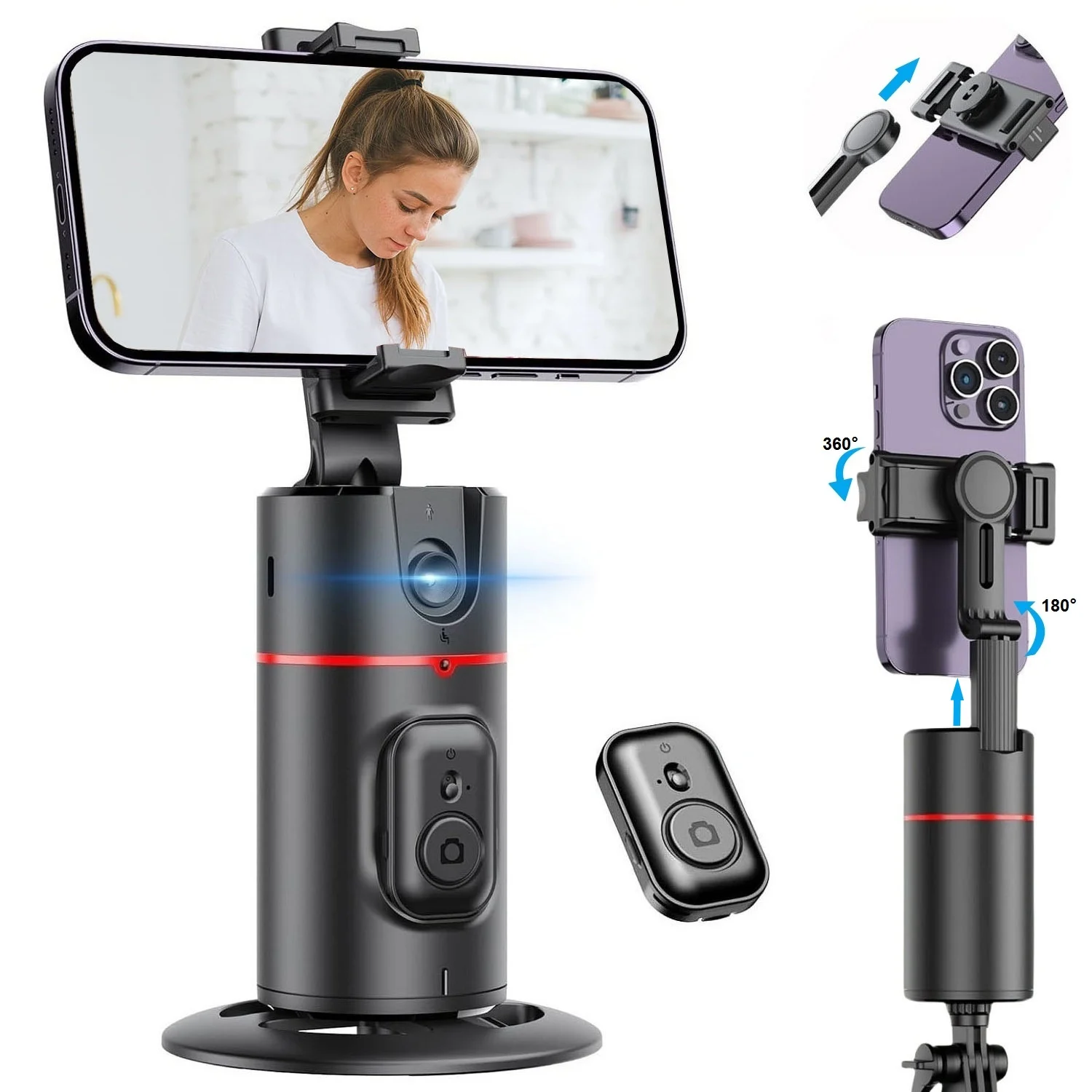 

Auto Face Tracking Tripod 360° Rotation, Smart Auto Tracking Phone Holder Motion Sensor Tripod Stand Content Creator Essentials