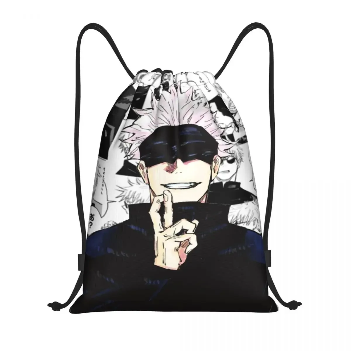 Gojo Satoru Collage Manga Drawstring Backpack Sports Gym Sackpack Jujutsu Kaisen Anime String Bag for Yoga