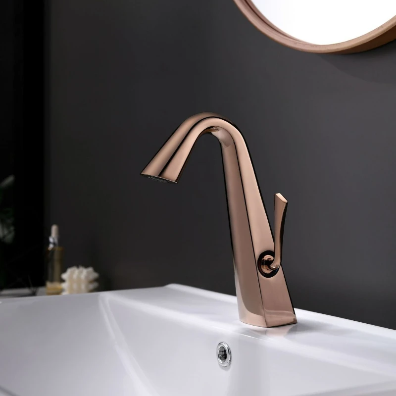 

All copper hot and cold water washbasin rose gold bright gold gun gray brushed gold washbasin faucet spot