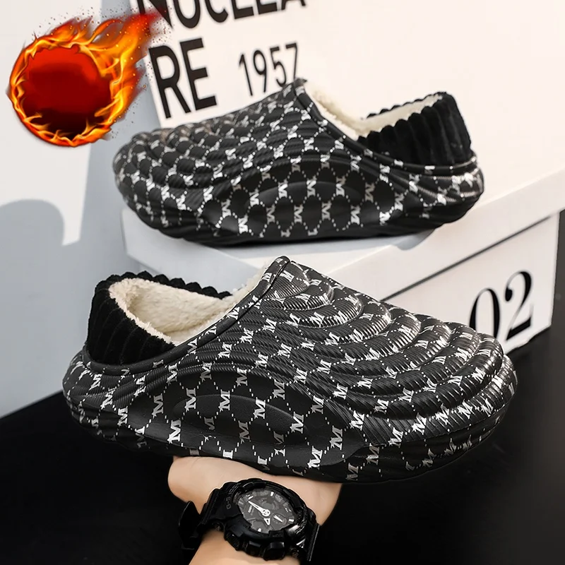 Autumn and Winter Waterproof Cotton Shoes for Men and Women, Plus Velvet to Keep Warm, Outer Wear Cotton Slippers