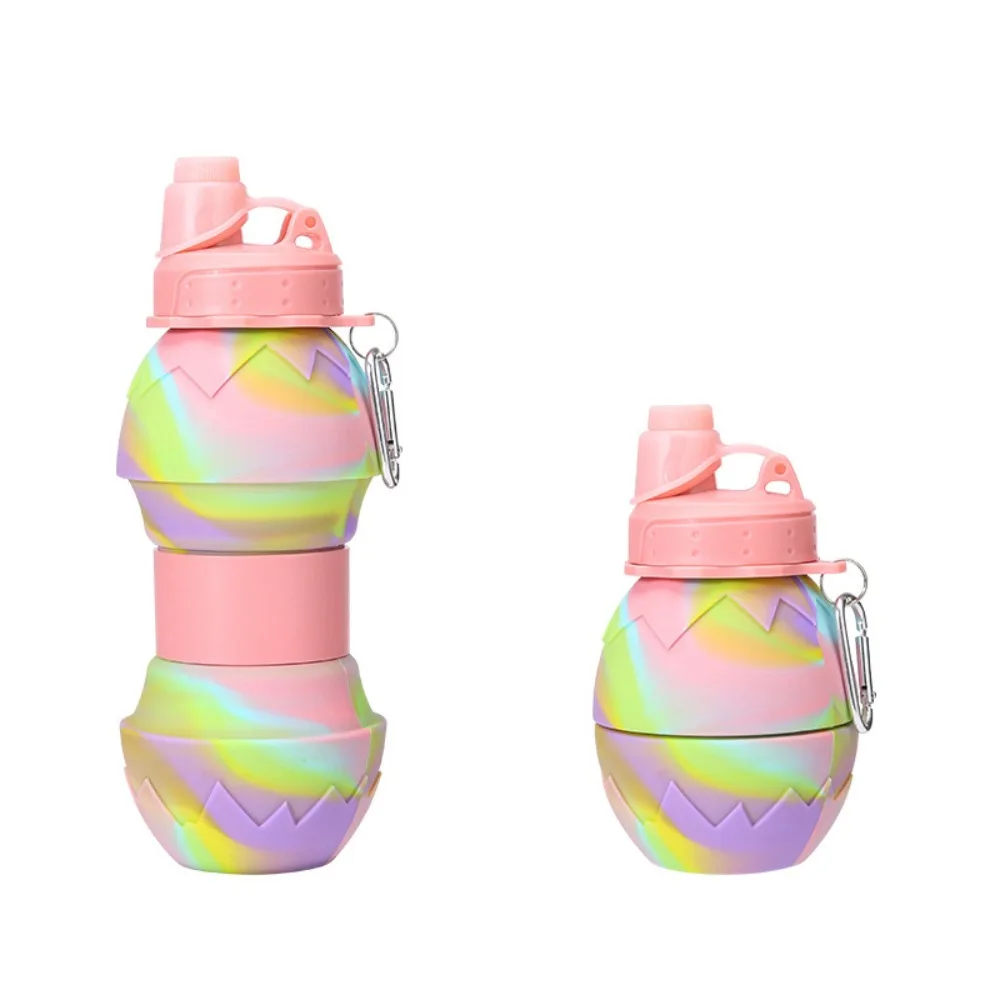 

With Carabiner Silicone Folding Cups Large Capacity Silicone Sport Water Bottle Anti-fall Collapsible Portable Water Bottle