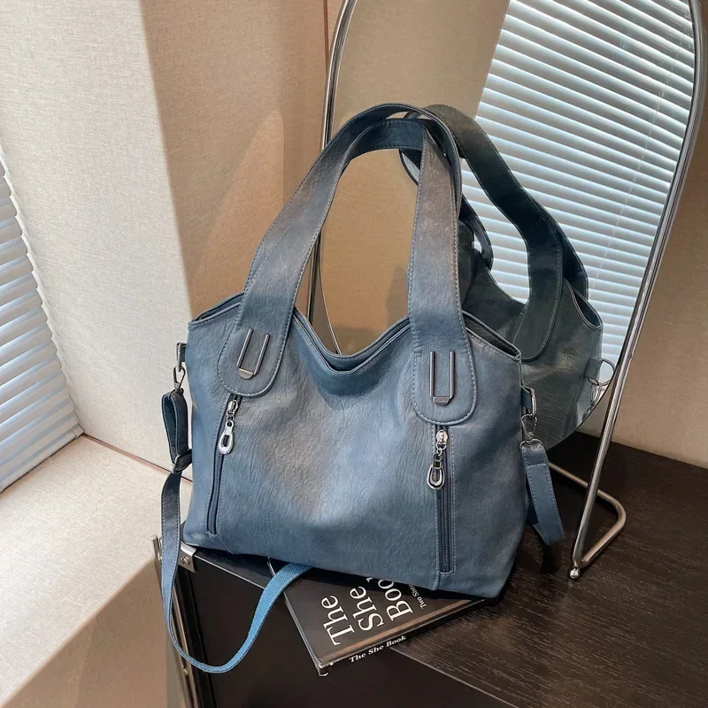 

Women's Simple Elegant Retro Tote - European & American Design, Large Capacity, Versatile for Middle-aged Mothers, All Occasions