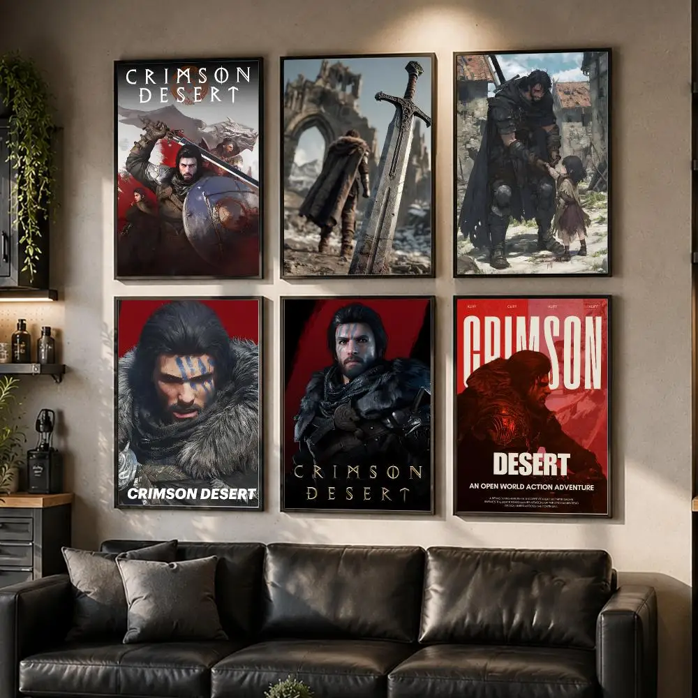 Moive C-Crimson Desert Poster Waterproof Sticky Wall Art Print For Bedroom Living Room Hallway Bar Home Decor