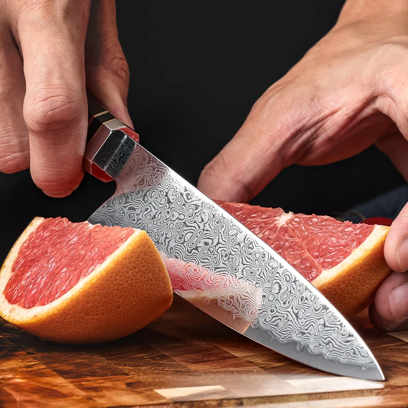 Grandsharp 5.5 Inch Utility Knife 67 Layers 10Cr15CoMov Damascus Steel Cuterly Knife 60 HRC Kitchen Chef Knives Cooking Knife