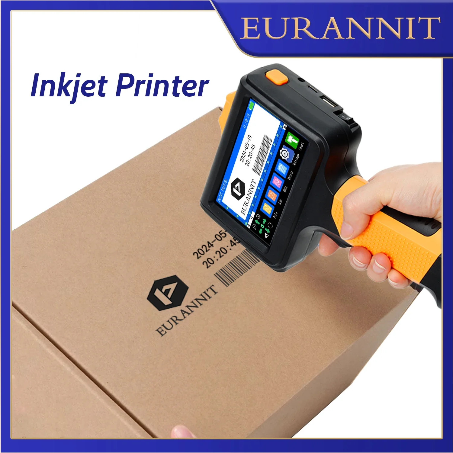 EURANNIT E19 12.7mm Streamlined Frame Handheld Thermal Inkjet Printer Portable Time Date Counter QR Barcode Logo Coding Machine