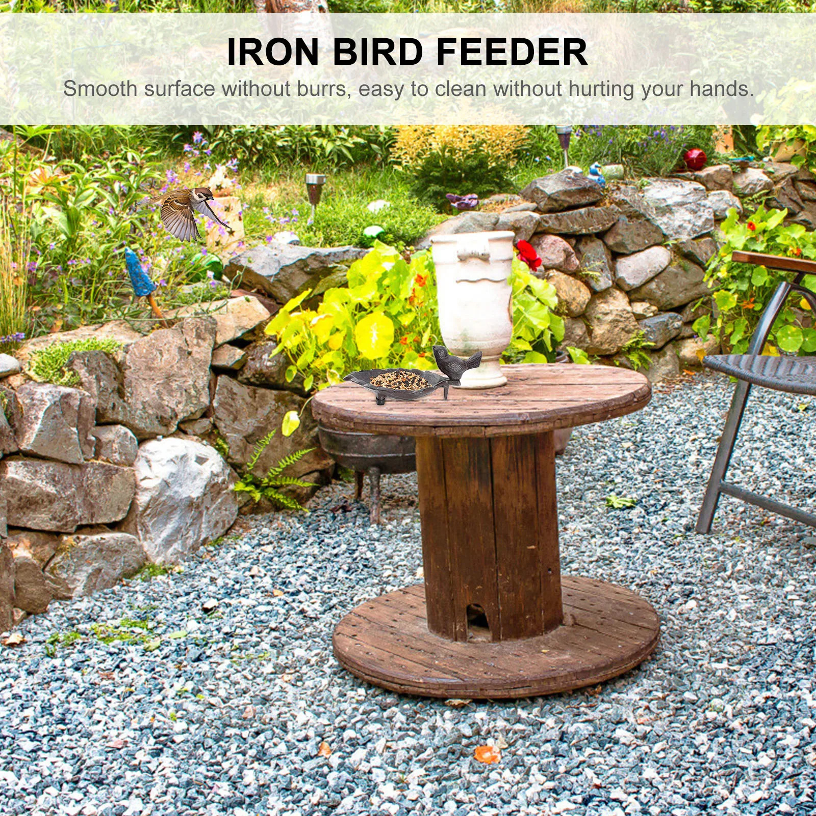 

Cast Feeder Garden Decoration Bowl Realistic Rich Color Attract Birds Easy Clean Smooth Surface Outdoor Pet Supplies