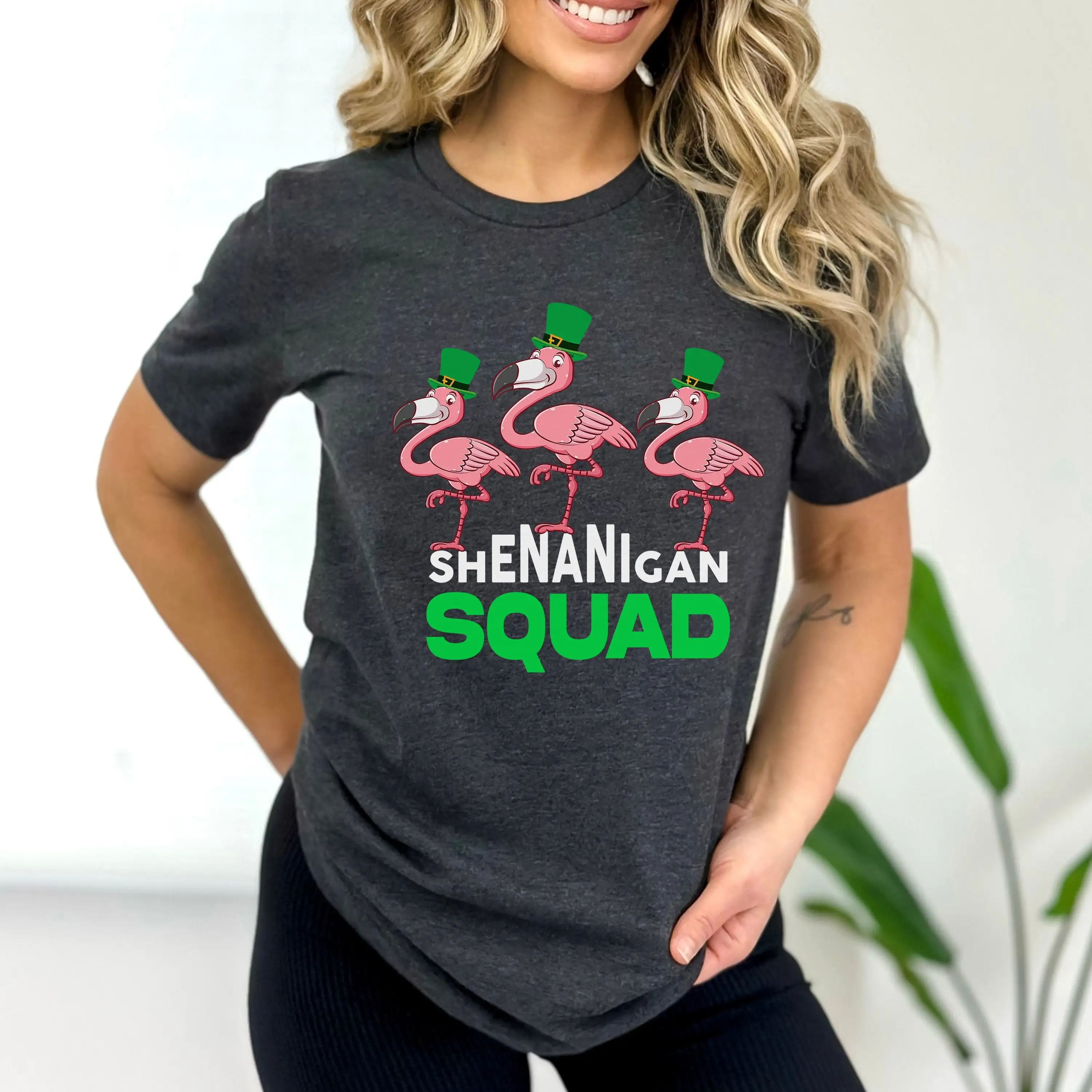 St Patricks Day Shenanigans Flamingo Squad T Shirt Matching Shamrock Drinking Party Pattys