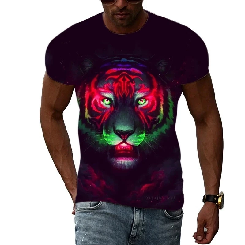3D Print Lion and Tiger Causal Clothing New Fashion Men Women T-shirt Plus Size S-7XL Summer Streetwear Vintage Harajuku