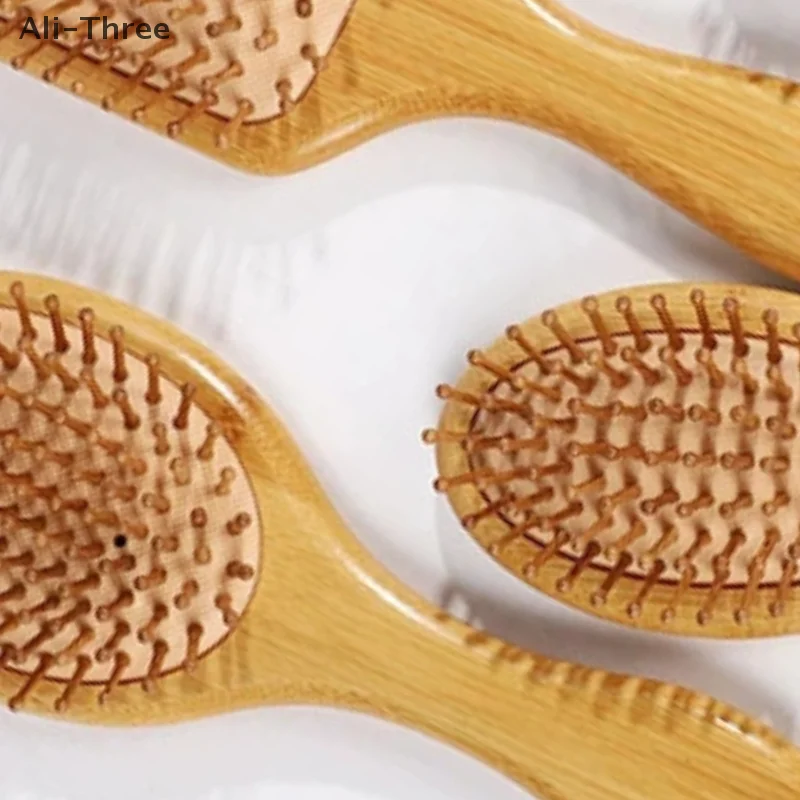 1Pcs Bamboo Wooden Hair Brush Massage Comb Scalp Massager For Hair Growth Anti-Static Straightening Brush Soft Beard Baby Brush