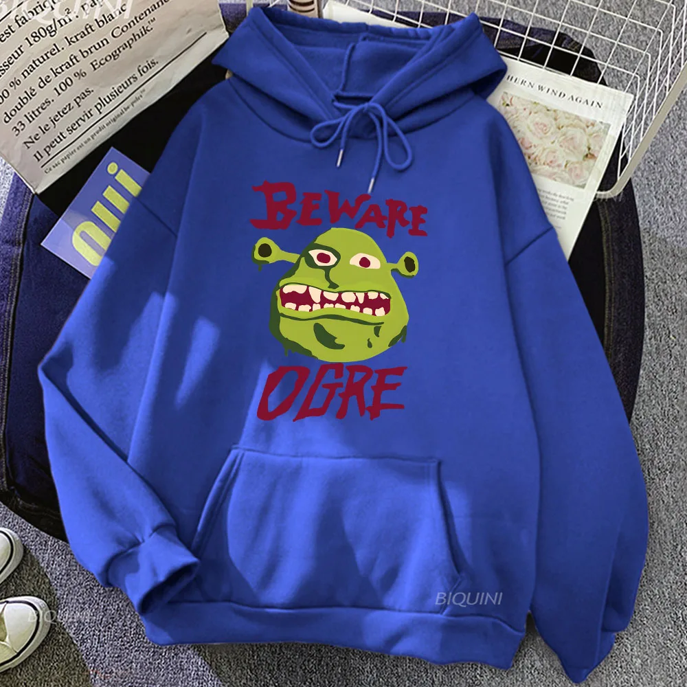 2024 new fashionable and Men\'s women\'s Shrek animated hooded simple long sleeved sweatshirts urban autumn winter