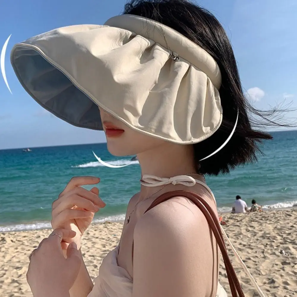 

Модная милая солнцезащитная кепка, повязка на голову с защитой от ультрафиолета, женская шляпа-ракушка с широкими полями, солнцезащитный козырек, складная кепка с козырьком, уличная кепка