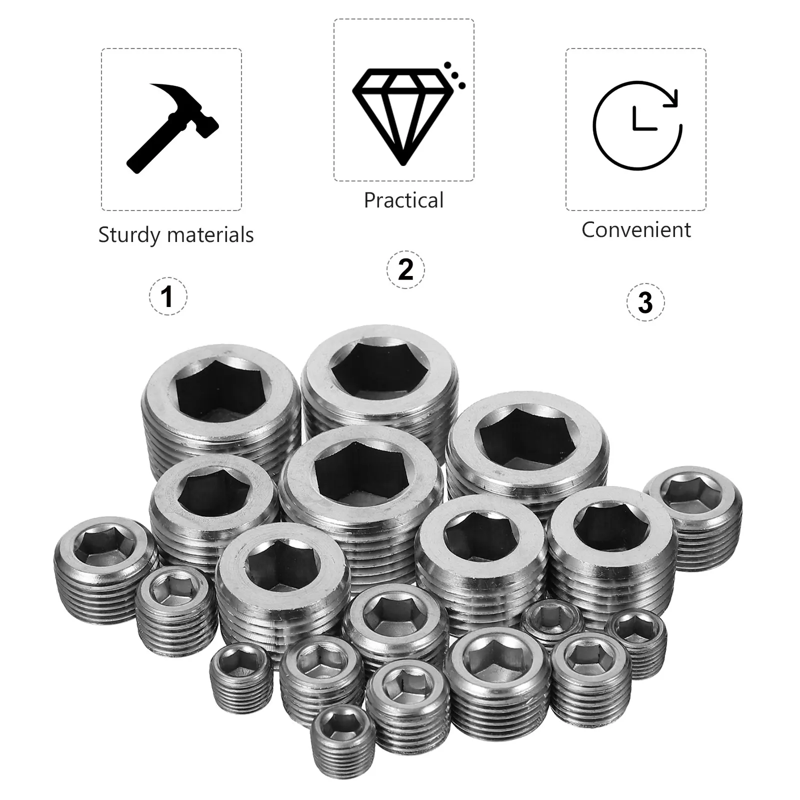 

Stainless Steel Pipe Fitting Socket Drive Plug Countersunk Sealing Pipeline Tubing End Water Hose Connector Anti Corrosion