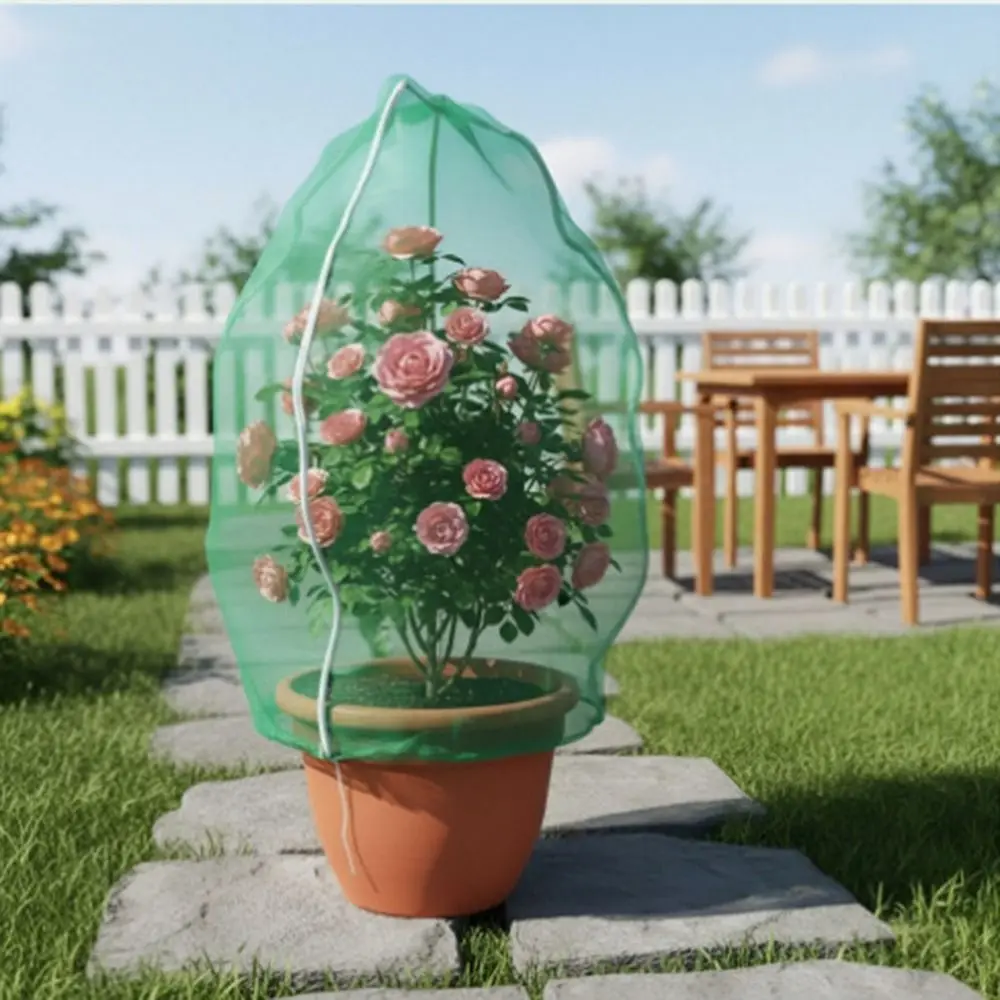 Breathable Mesh Plant Covers Drawstring Zipper Tomato Cage Protective Net Transparent Large Thickened Insect Net Barrier